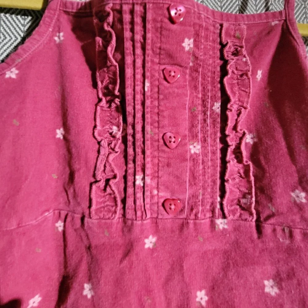 Gap Kids Girl's Ruffles With Heart Buttons White Flowers Soft Dress Size M(7-8)